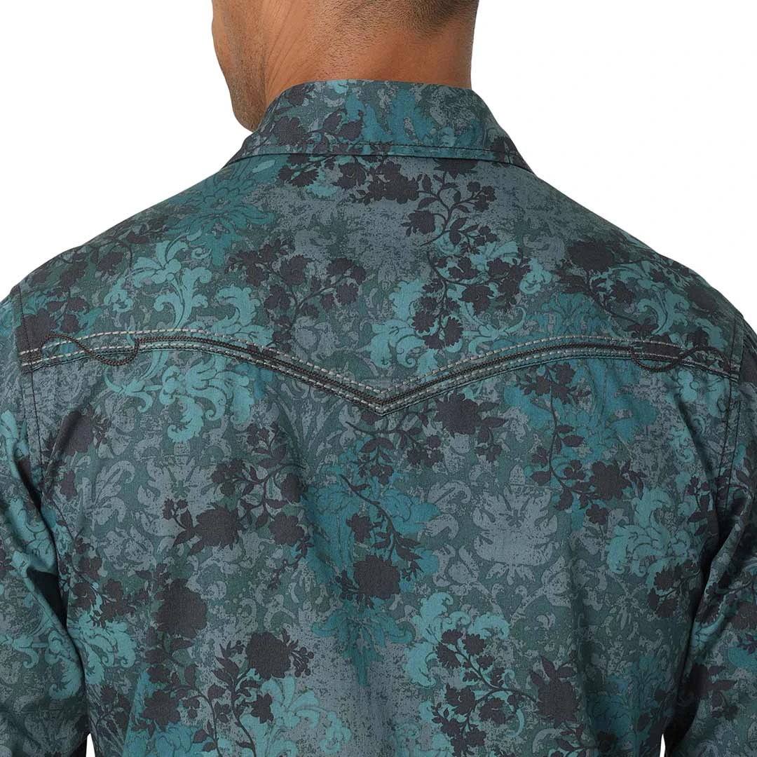 Wrangler Men's Rock 47 Floral Print Embroidered Yoke Snap Shirt 6 Wrangler Men's Rock 47 Floral Print Embroidered Yoke Snap Shirt - Image 4