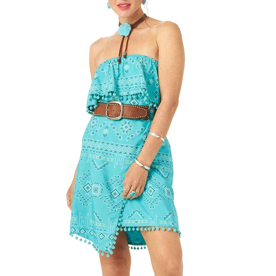 Wrangler Women's Pom Fringe Strapless Dress 3 Wrangler Women's Pom Fringe Strapless Dress