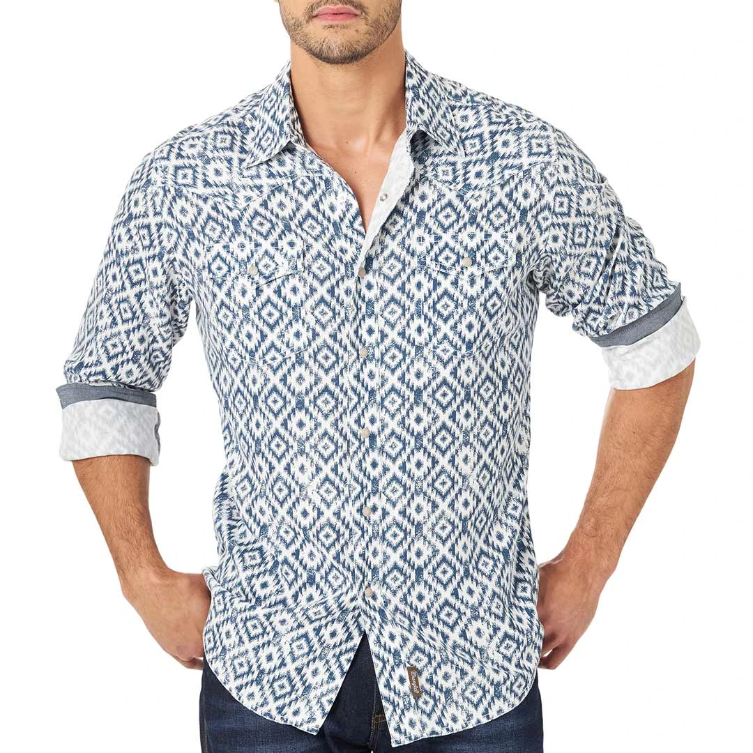Wrangler Men's Retro Diamond Print Snap Shirt 3 Wrangler Men's Retro Diamond Print Snap Shirt