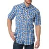Wrangler Men's 20X Advanced Comfort Competition Short Sleeve Plaid Snap Shirt