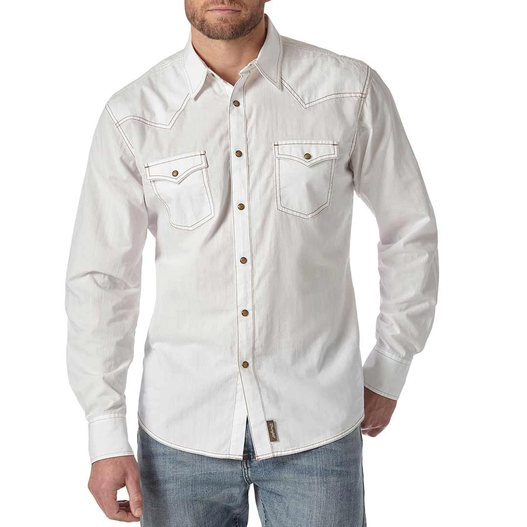 Wrangler Men's Retro Solid Dobby Snap Shirt 3 Wrangler Men's Retro Solid Dobby Snap Shirt