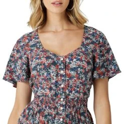 Wrangler Women's Retro Flutter Floral Snap Front Dress 8 Wrangler Women's Retro Flutter Floral Snap Front Dress -Wrangler Store img79400 wrangler women s retro flutter floral snap front dress