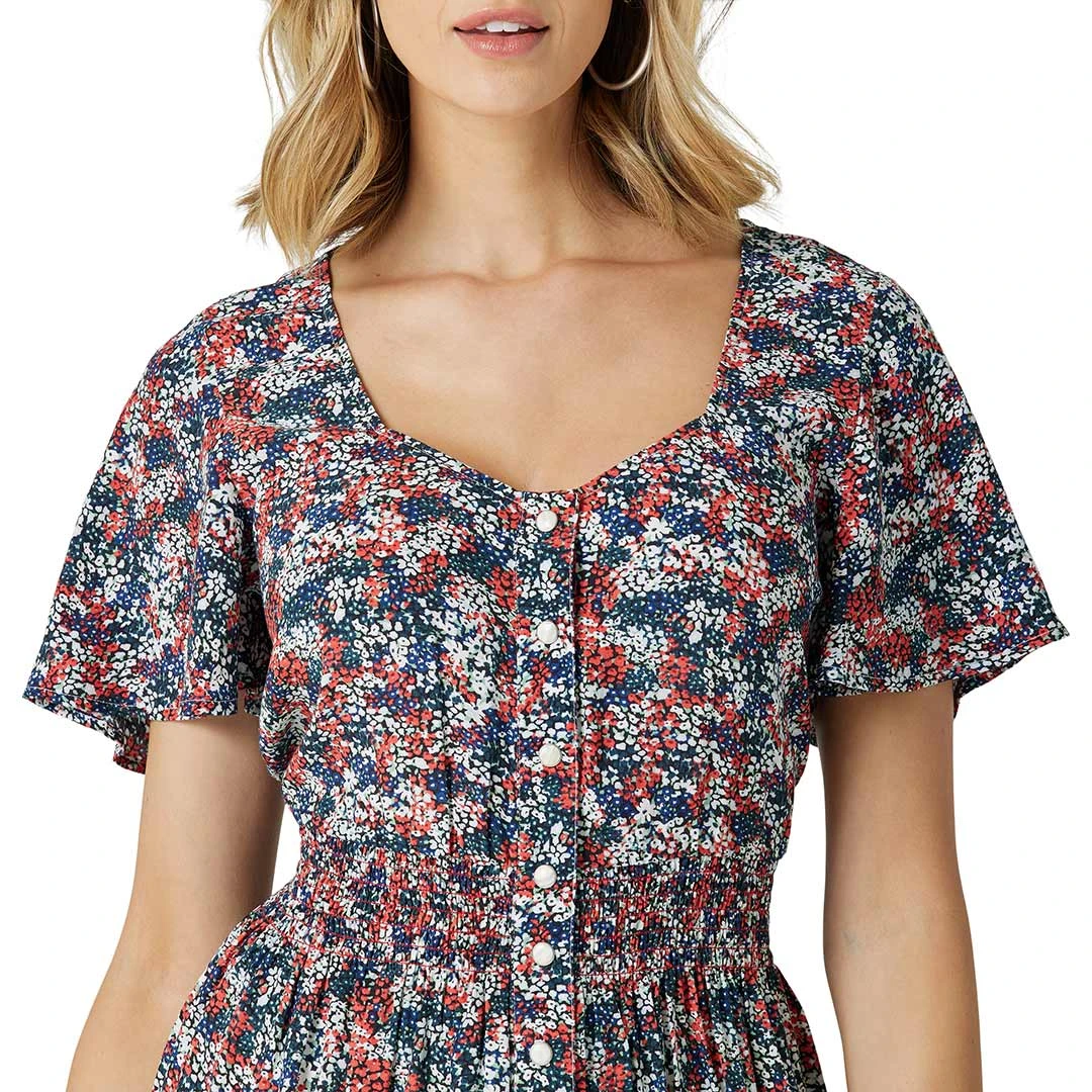 Wrangler Women's Retro Flutter Floral Snap Front Dress 5 Wrangler Women's Retro Flutter Floral Snap Front Dress - Image 3