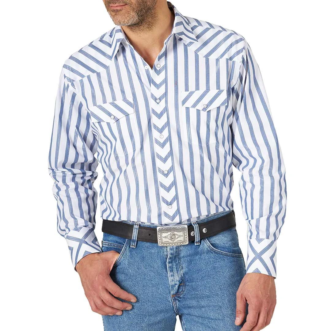 Wrangler Men's Silver Edition Lurex Stripe Snap Shirt 3 Wrangler Men's Silver Edition Lurex Stripe Snap Shirt