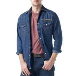 Wrangler X Yellowstone Men's Denim Snap Shirt