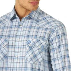 Wrangler Men's Retro Sawtooth Pocket Plaid Shirt -Wrangler Store img84240 wrangler men s retro sawtooth pocket plaid shirt