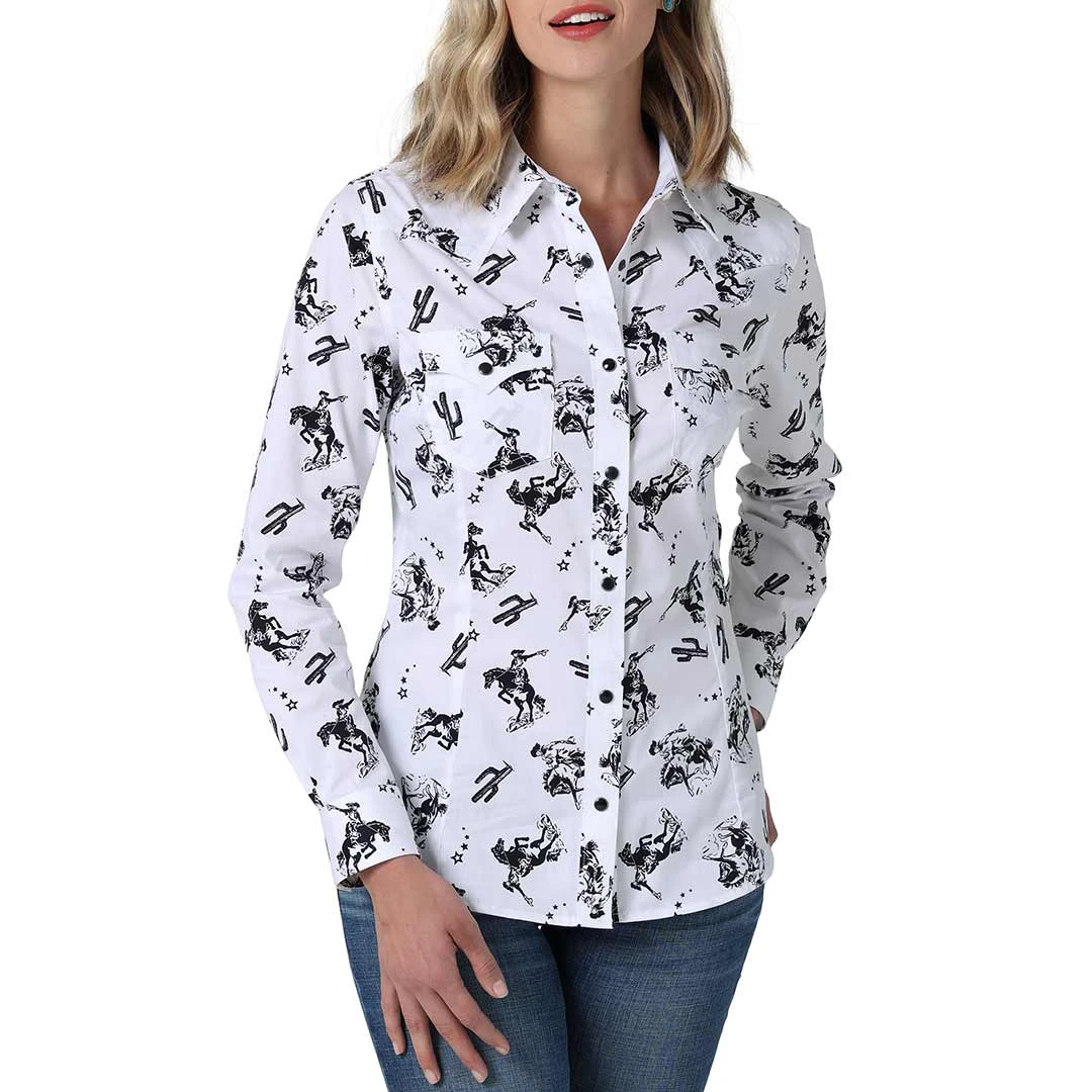 Wrangler Women's Retro Cowgirl Print Snap Shirt 3 Wrangler Women's Retro Cowgirl Print Snap Shirt