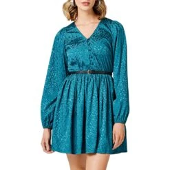 Wrangler Women's V-Neck Metallic Print Dress