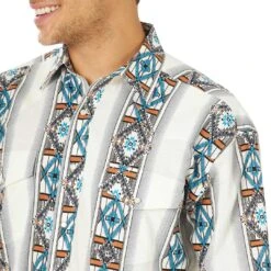 Wrangler Men's Checotah Print Snap Shirt -Wrangler Store img98537 wrangler men s checotah print snap shirt
