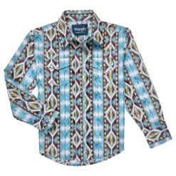 Wrangler Boys' Checotah Print Snap Shirt