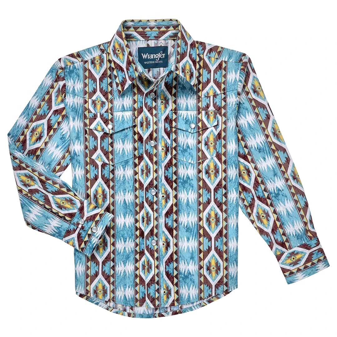 Wrangler Boys' Checotah Print Snap Shirt 3 Wrangler Boys' Checotah Print Snap Shirt