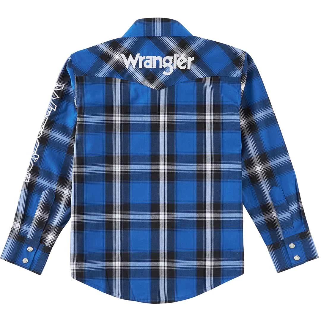 Wrangler Boys' Logo Plaid Snap Shirt 4 Wrangler Boys' Logo Plaid Snap Shirt - Image 2