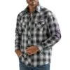 Wrangler Men's Logo Ombre Plaid Snap Shirt 2 Wrangler Men's Logo Ombre Plaid Snap Shirt -Wrangler Store wrangler men s logo ombre plaid snap shirt