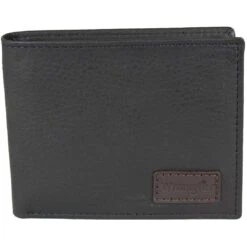 Wrangler Men's Logo Patch Leather Bifold Wallet