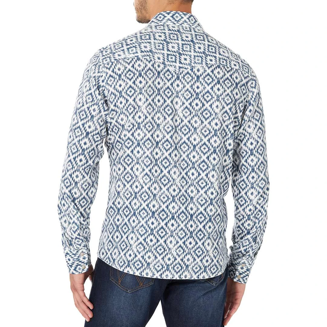 Wrangler Men's Retro Diamond Print Snap Shirt 4 Wrangler Men's Retro Diamond Print Snap Shirt - Image 2