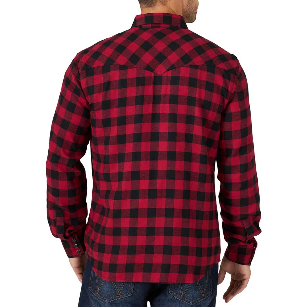 Wrangler Men's Retro Flannel Buffalo Plaid Snap Shirt 4 Wrangler Men's Retro Flannel Buffalo Plaid Snap Shirt - Image 2