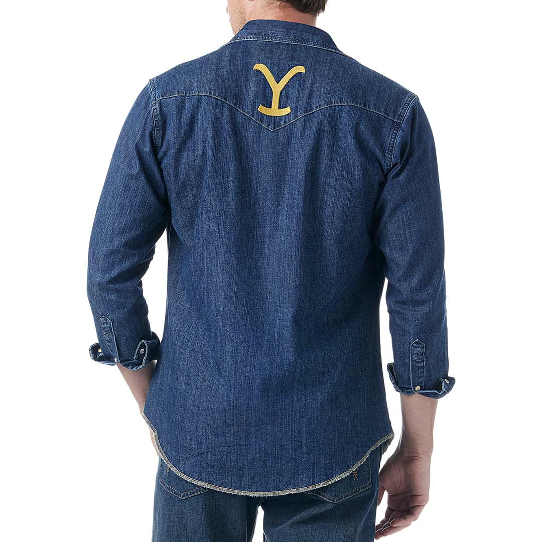 Wrangler X Yellowstone Men's Denim Snap Shirt 4 Wrangler X Yellowstone Men's Denim Snap Shirt - Image 2