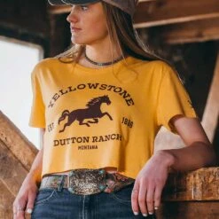 Wrangler X Yellowstone Women's Horse Cropped Tee -Wrangler Store wrangler x yellowstone women s horse cropped tee